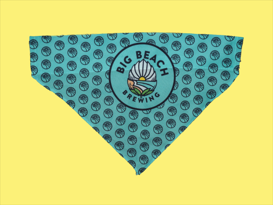Cute turquoise dog bandana with Big Beach Brewing logo, best souvenirs from Gulf Shores