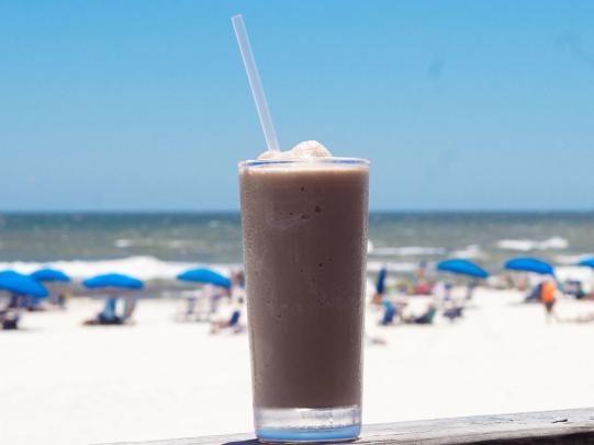 Chocolate Bushwacker at the Pink Pony Pub, beachfront restaurant in Gulf Shores