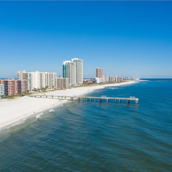 aerial view of cotton bayou beach access in orange beach