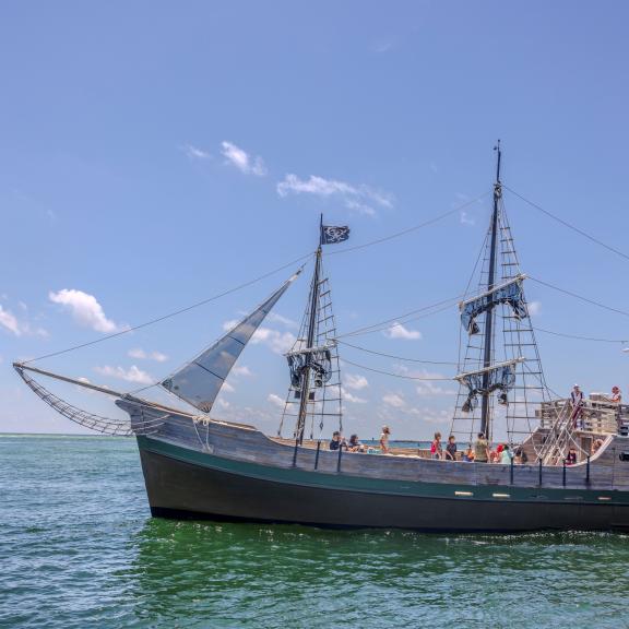 Pirate ship in pass