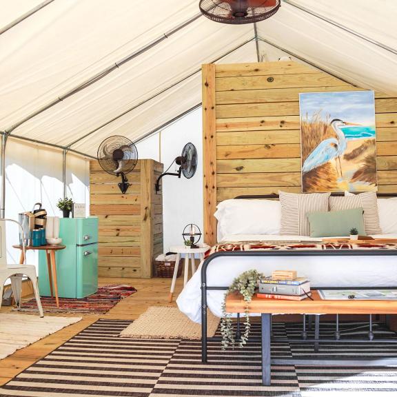 Cute family glamping tent at Timberline Glamping in Orange Beach