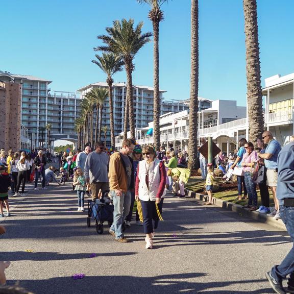 Family-friendly Mardi Gras kids and pet parade at The Wharf in Orange Beach