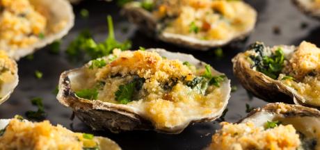 Pan of oysters rockefeller